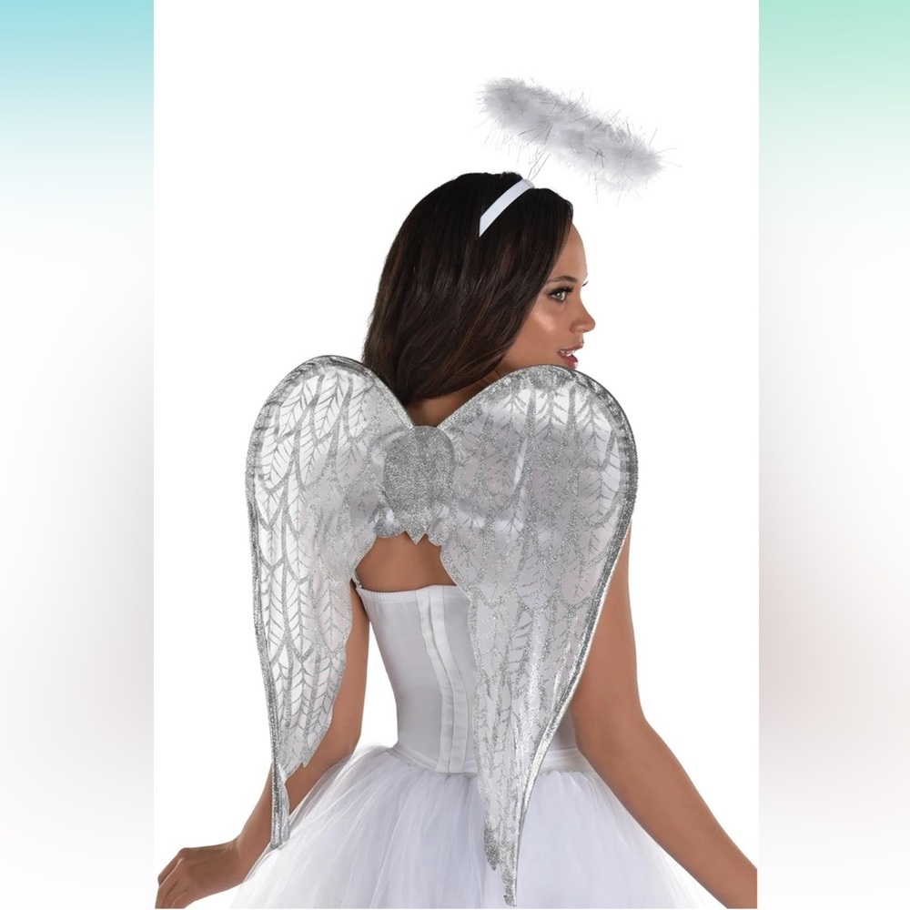 Silver Angel Wings & Halo Unique Costume Ideal For Themed Parties&Events